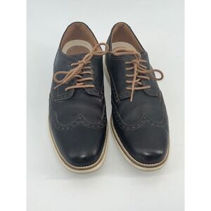 Cole Haan Grand OS Mens Black Leather Wingtip Oxford Dress Shoes Size 9M